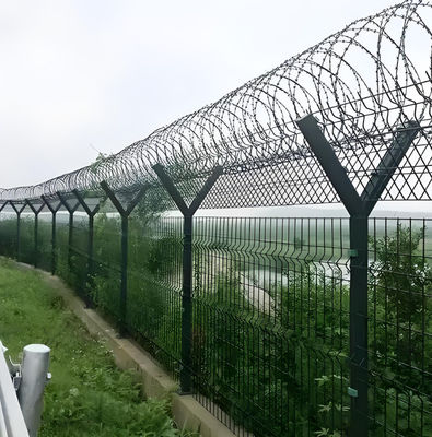 Anti Theft PVC Coated Prison Metal Wire Mesh Fencing With Barbed Wire